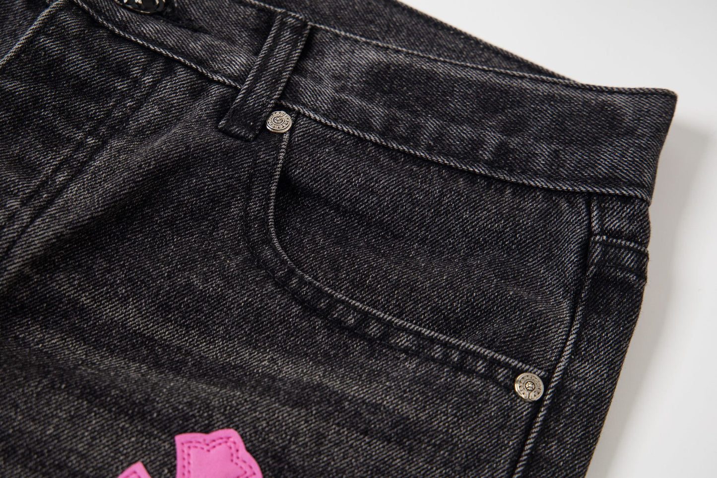 Chrome Hearts マルチクロスパッチ デニムジーンズ - グレー ゴシック ストリートパンツ 1111 