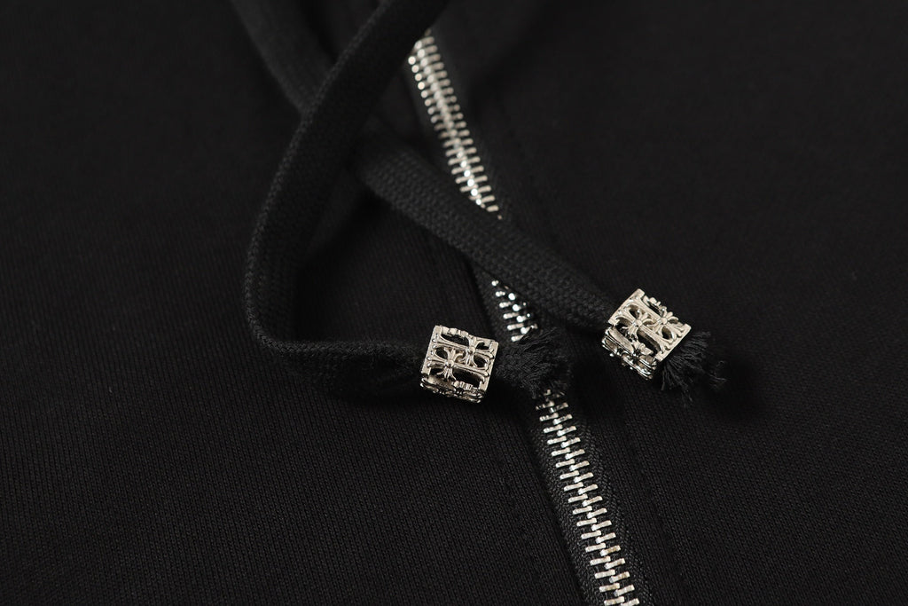 Chrome Hearts Colorful Rhinestone Hoodie - Black Gothic Street Sweatshirt 2608