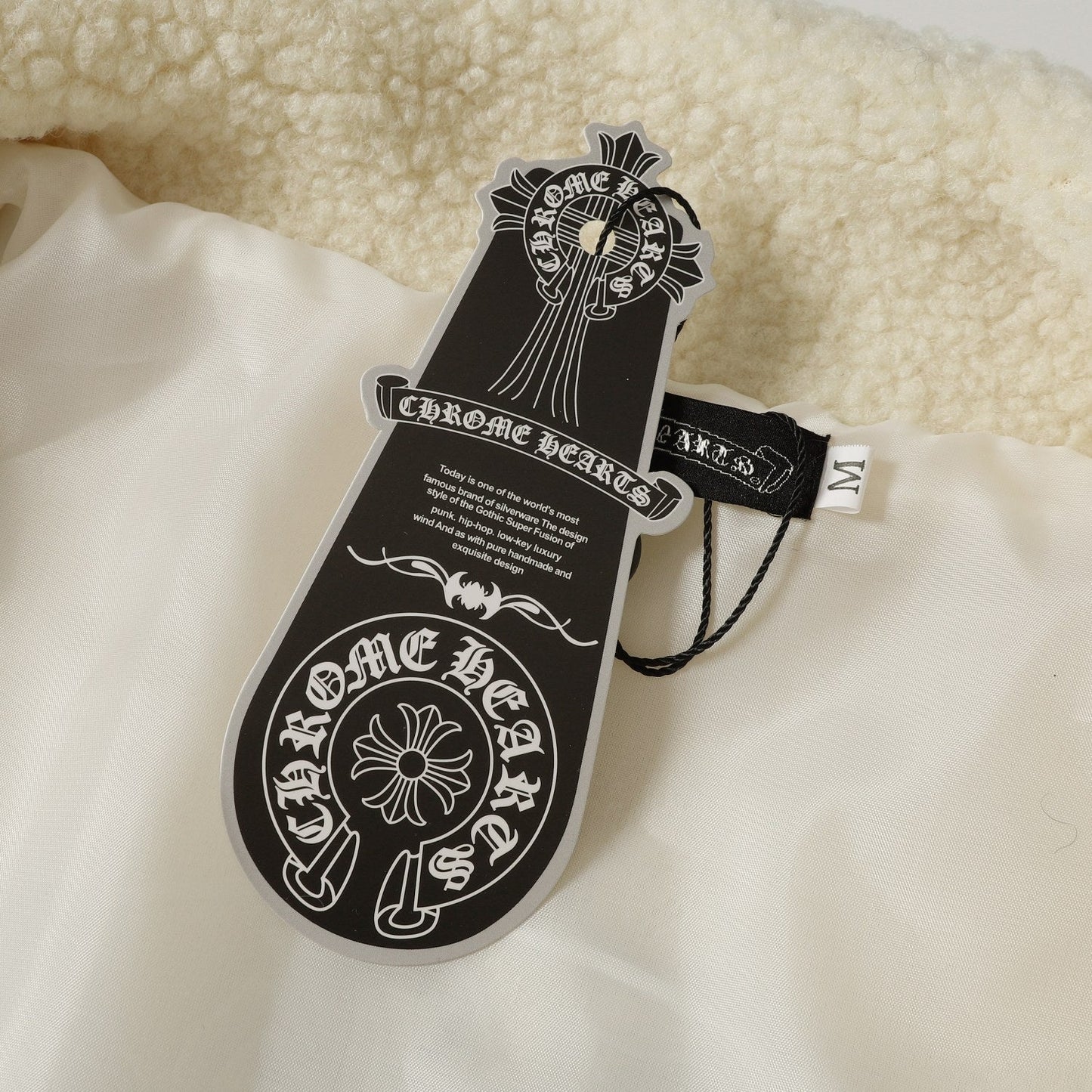 Chrome Hearts ホースシュー刺繍シェルパジャケット - ブラッククリームゴシックコート 825 