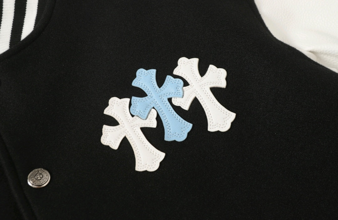 Chrome Hearts Black White Street Style Baseball Coat 0002