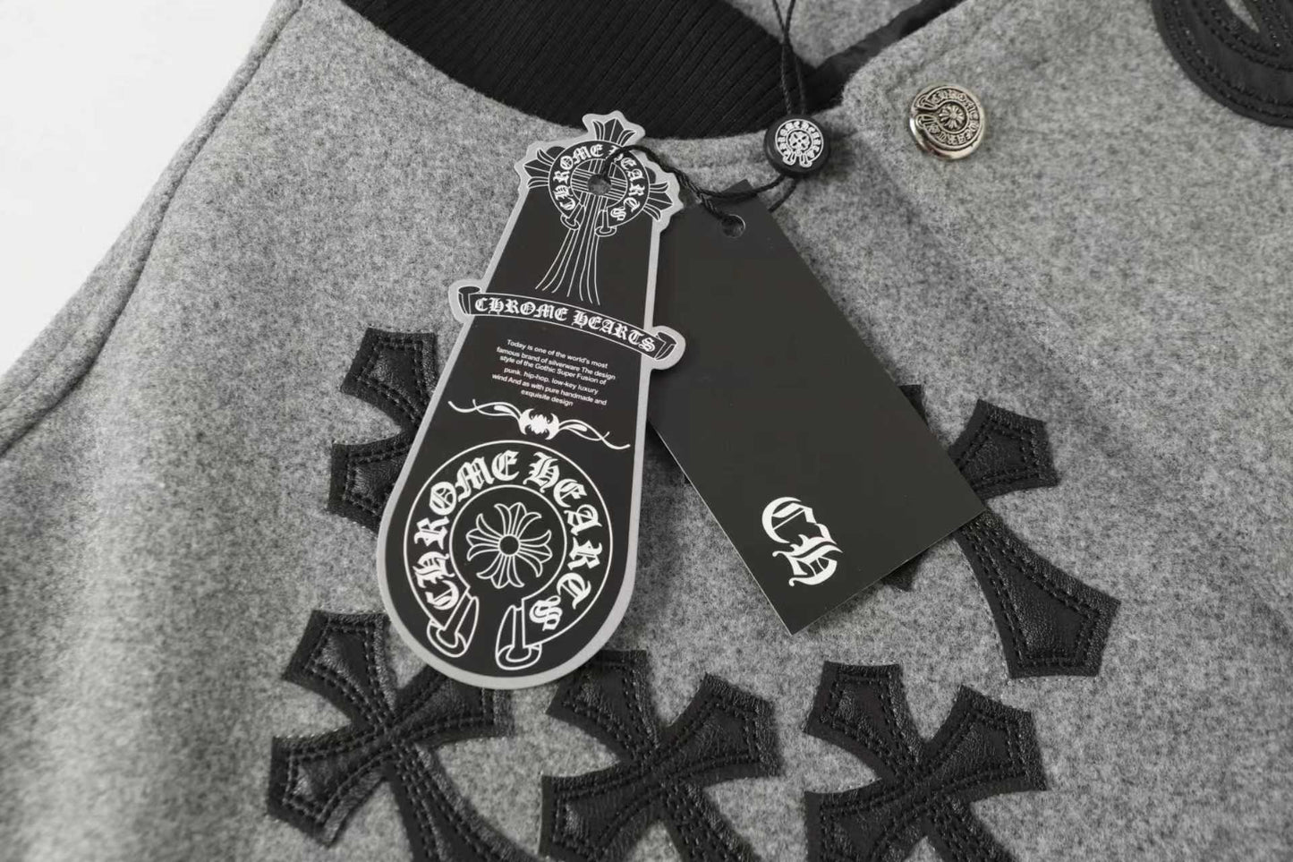 Chrome Hearts マルチクロス バーシティジャケット - グレーブラック ストリートジャケット 2215 