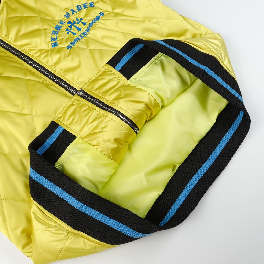 Chrome Hearts フレイミング ユース ボンバージャケット - イエロー ブラック グラフィック ストリートコート D10 