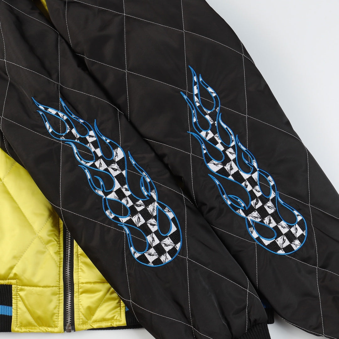 Chrome Hearts フレイミング ユース ボンバージャケット - イエロー ブラック グラフィック ストリートコート D10 