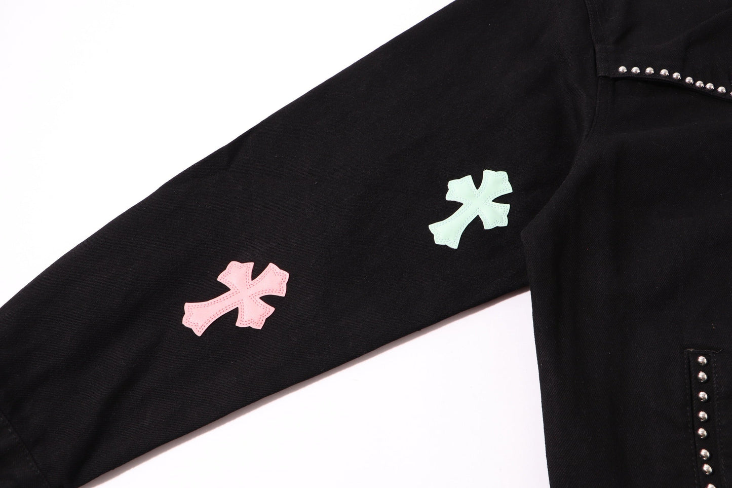 Chrome Hearts マルチクロス スタッズ デニムジャケット - ブラック ゴシック ストリートウェア コート H49 