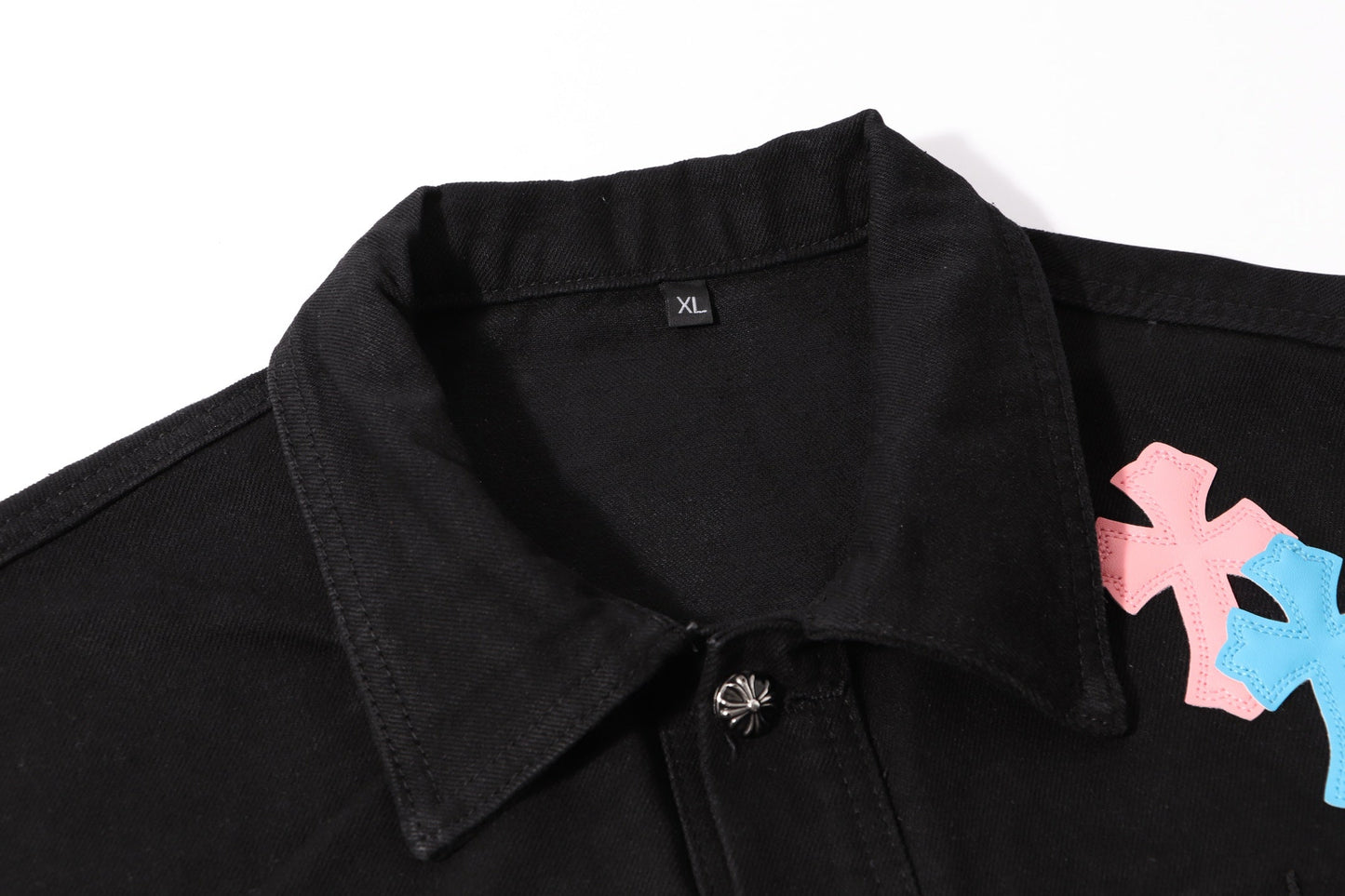 Chrome Hearts マルチクロス スタッズ デニムジャケット - ブラック ゴシック ストリートウェア コート H49 