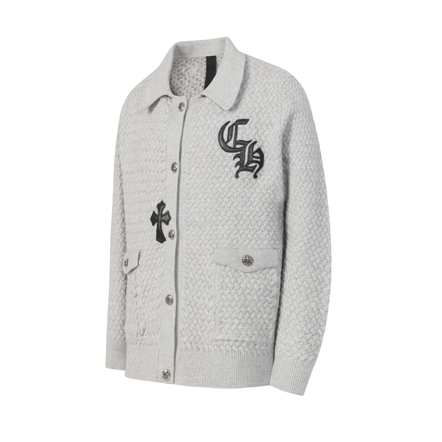Chrome Hearts ゴシッククロス ニットカーディガン - ブラックグレー ストリートウェア ジャケット 904 