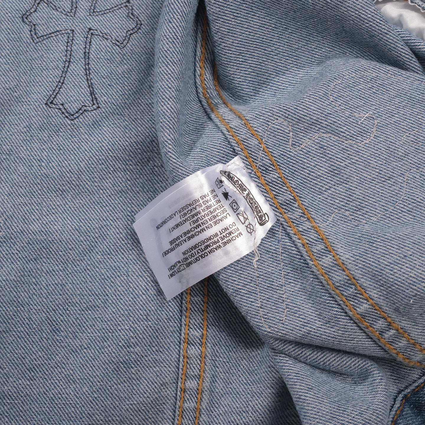 Chrome Hearts パッチワーク デニムジャケット - ヴィンテージブルー ゴシック ストリートジャケット 0789 