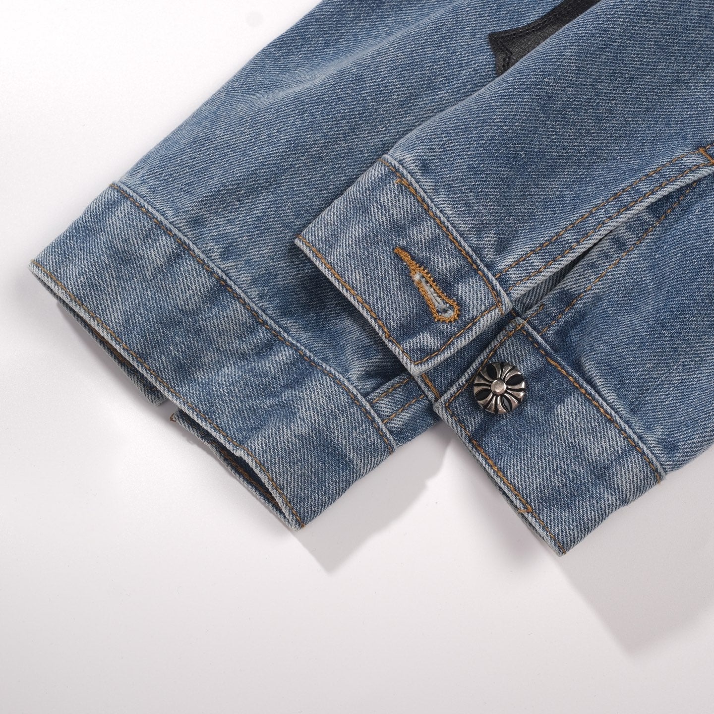 Chrome Hearts パッチワーク デニムジャケット - ヴィンテージブルー ゴシック ストリートジャケット 0789 