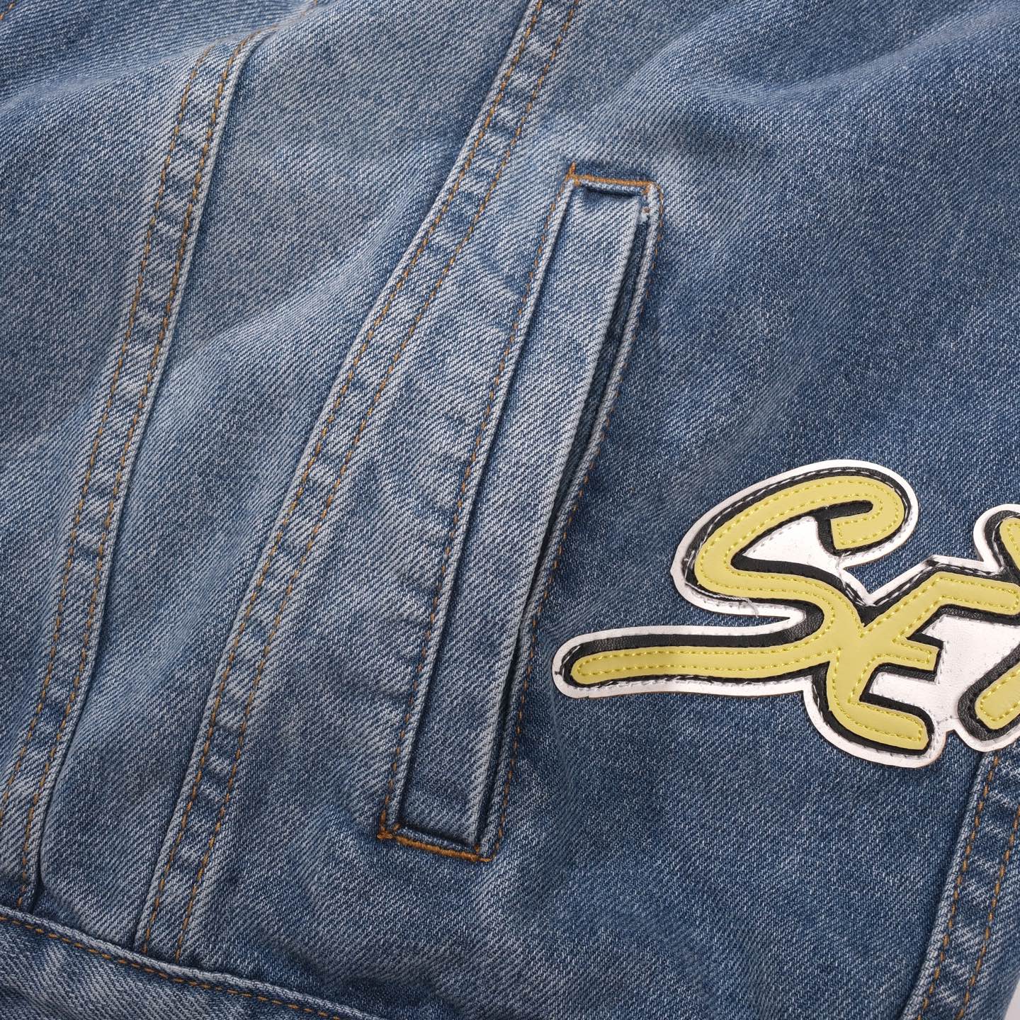 Chrome Hearts パッチワーク デニムジャケット - ヴィンテージブルー ゴシック ストリートジャケット 0789 